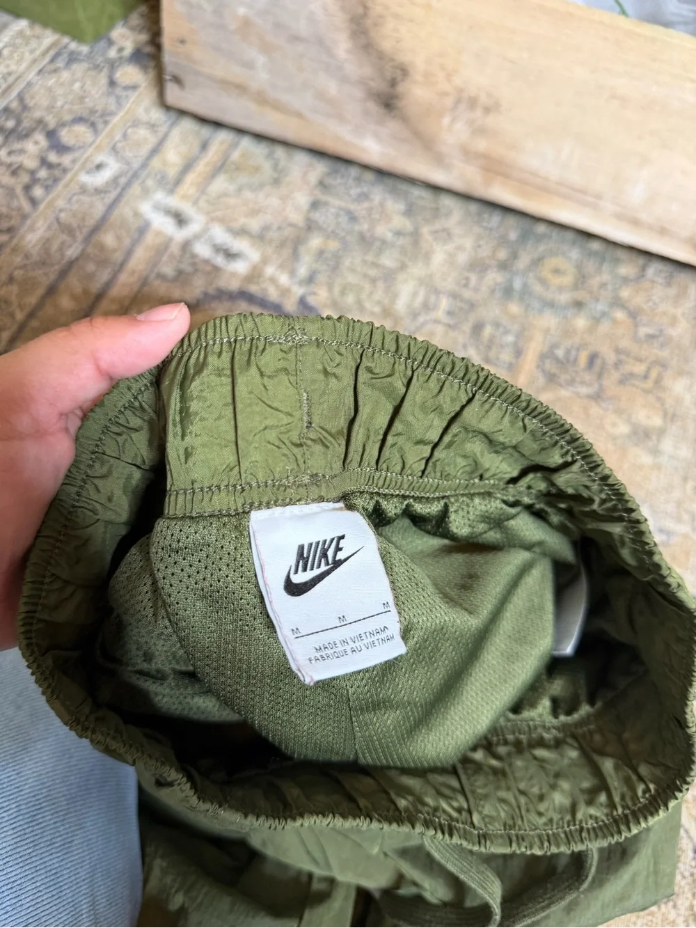 Nike Kids Black Sweatpants with Blue Logo-Print Joggers and Olive Cargo Pants